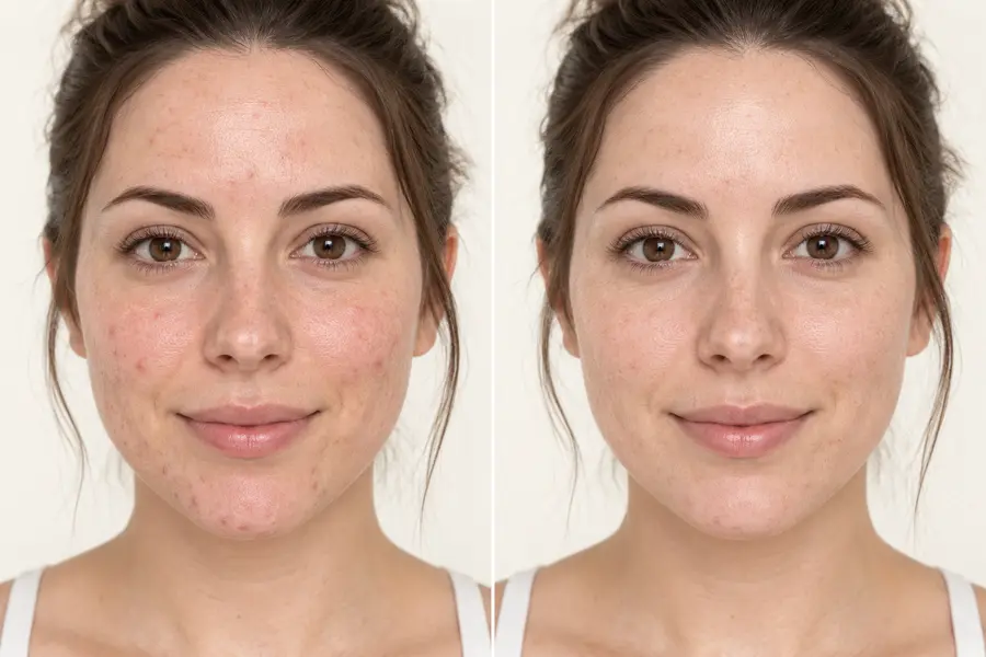Acne treatment before and after comparison